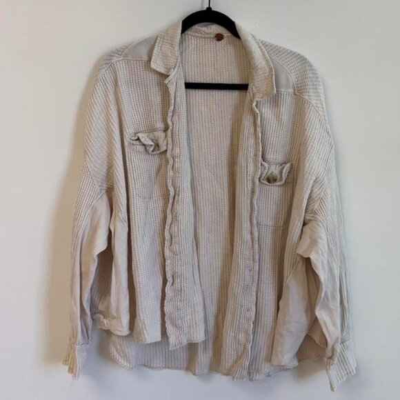 Free People waffle knit button down - Picture 1 of 3